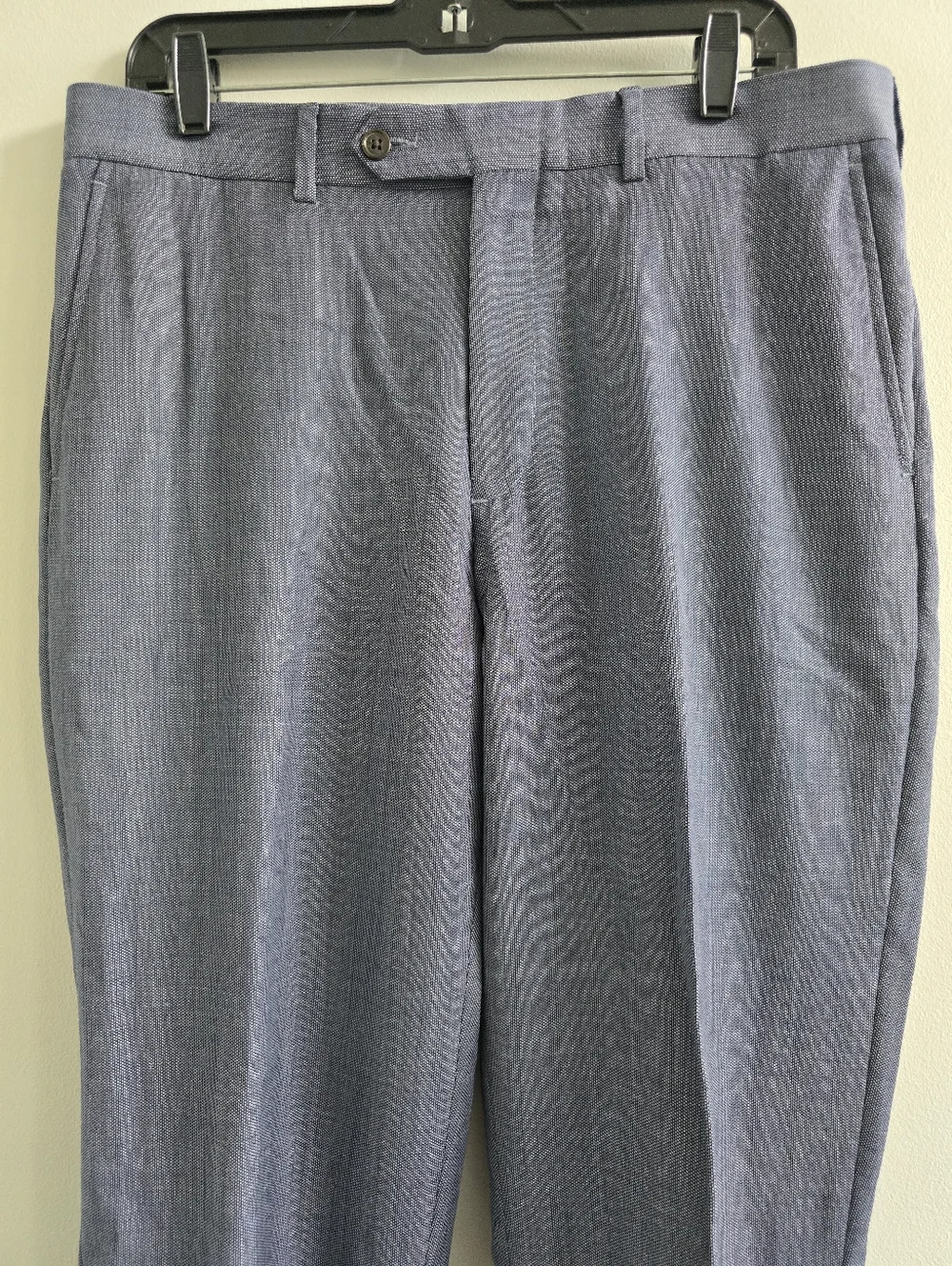 Lands' End Traditional Fit Blue Microcheck Dress Pants 34x32